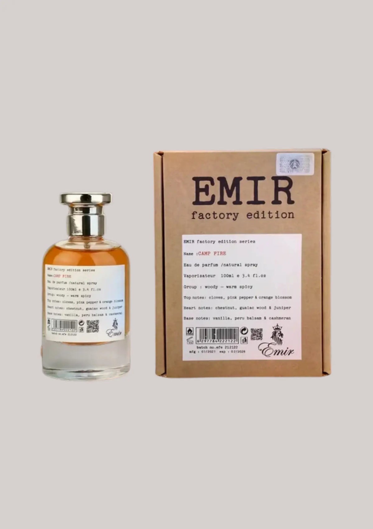 Eau de Parfum Camp Fire - Emir 100 ML Inspiration : By the Fireplace - Maison Margiela