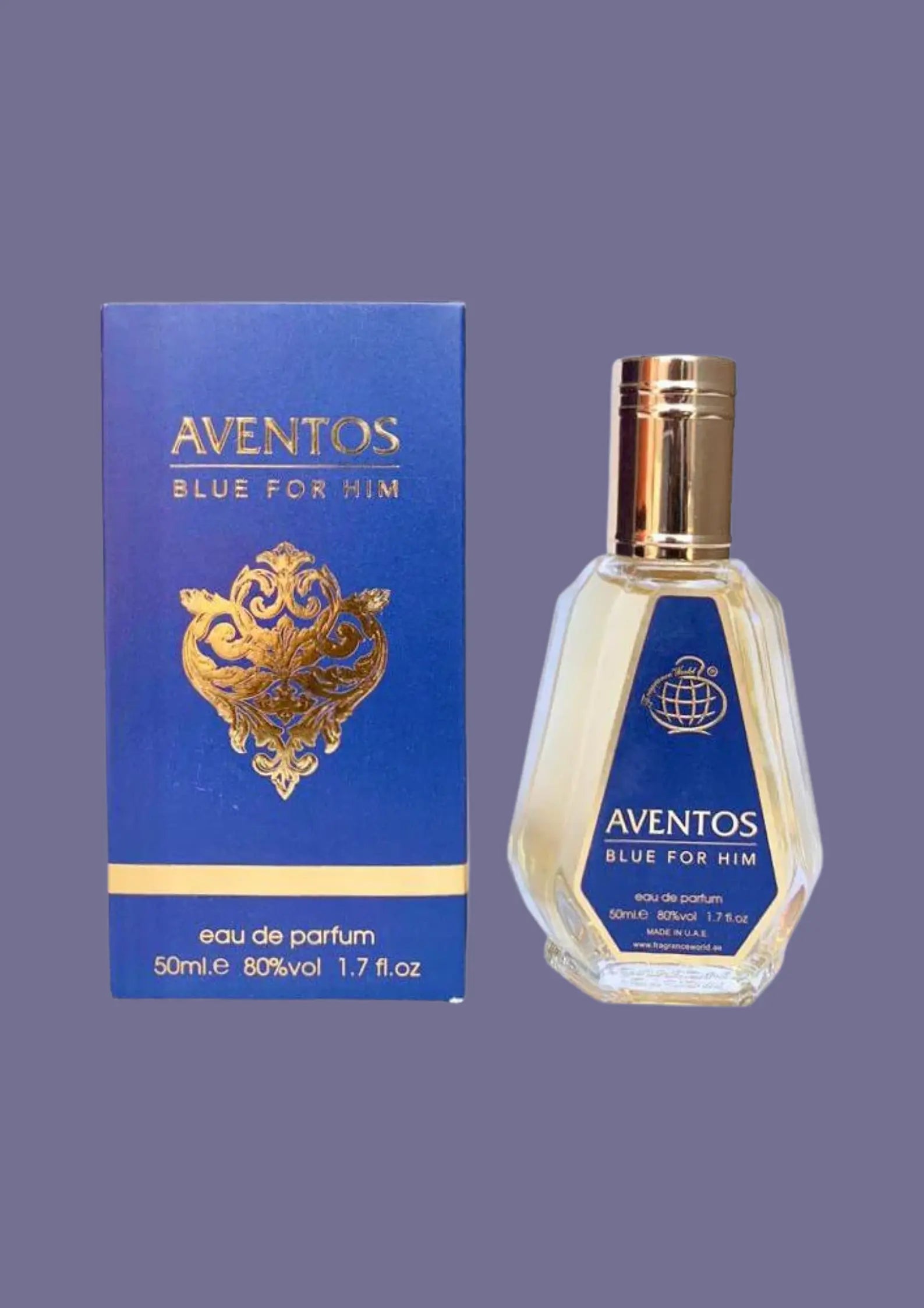 Eau de parfum Aventos Blue For Him - Fragrance World 50 ML Inspiration : Aventus - Creed