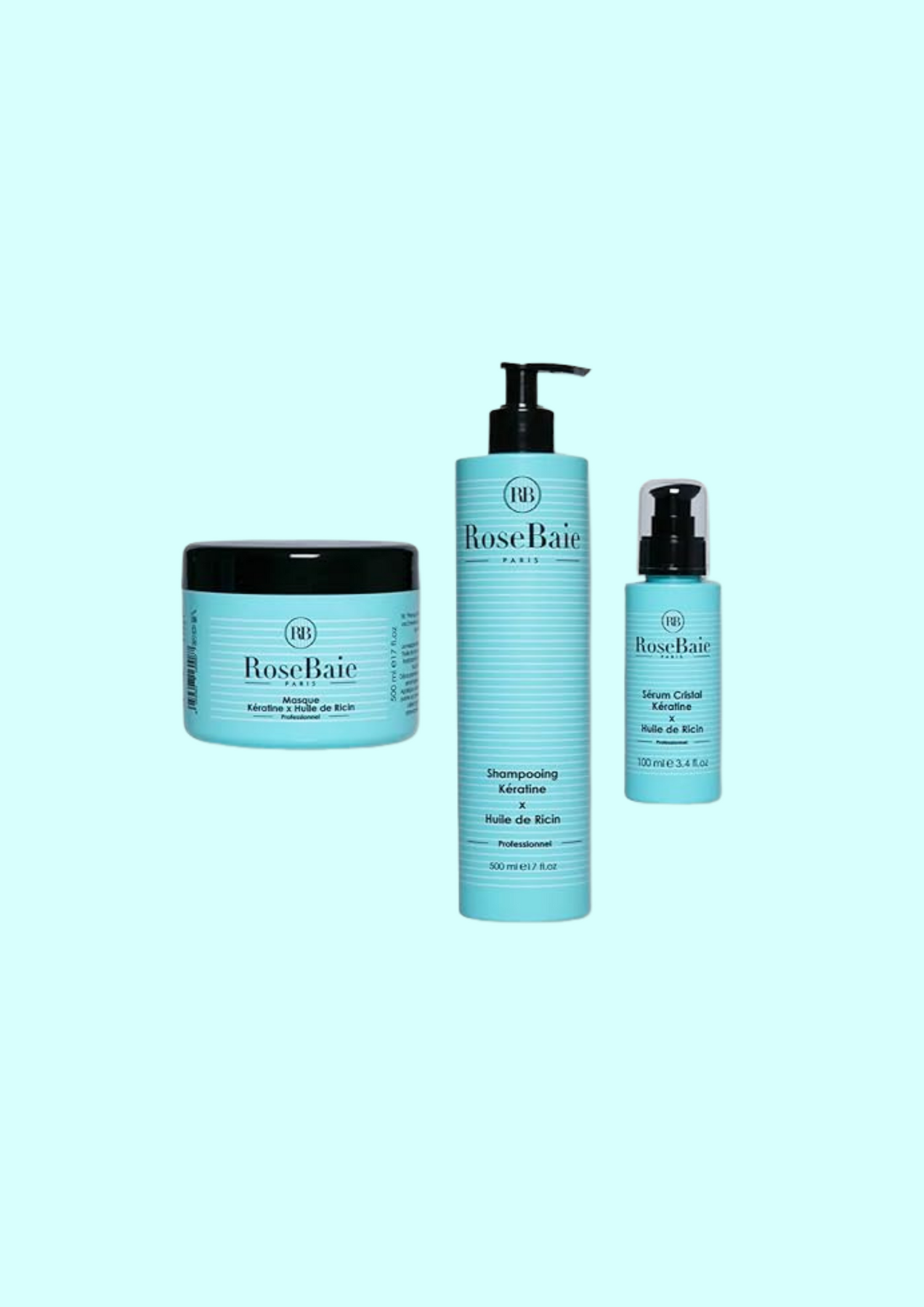 ROSE BAIE - Trio Huile de Ricin shampoing masque & sérum
